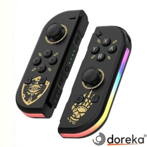 Nintendo Switch/Switch Oled Yüksek Kapasite Titreşimli RGB Işıklı Joy-Con Oyun Kolu Siyah Gladyatör 10cm