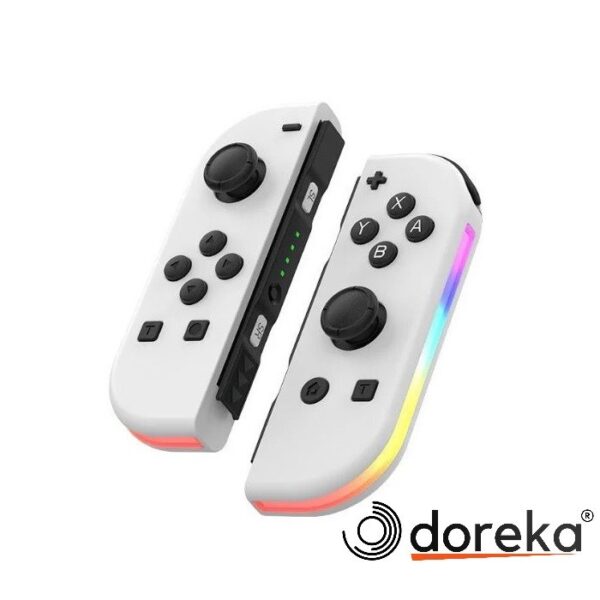 Nintendo Switch/Switch Oled Yüksek Kapasite Titreşimli RGB Işıklı Joy-Con Beyaz Oyun Kolu